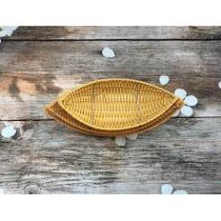 Xưởng SX- Khay nhựa giả mây hình thuyền đựng bánh, kẹo, hoa quả, có chân đế bằng thép -Tre Việt