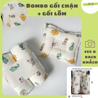 Bộ gối chặn + gối lõm bé sơ sinh chống giật mình vải xô muslin cao cấp