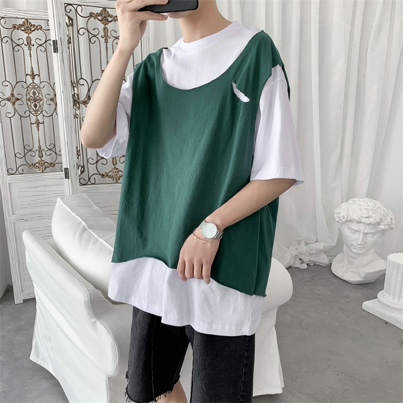 Áo Thun Tay Ngắn Kiểu Rách Cá Tính Cho Nam Size M-2xl