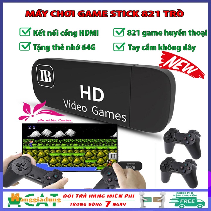 Máy chơi game điện tử 4 nút cầm tay Game Stick 4K HDMI sẵn 821 trò trơ