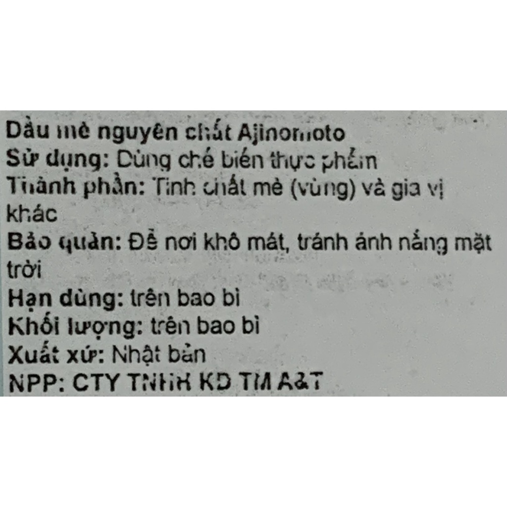 (Mẫu mới) Dầu mè Ajinomoto Nhật cho bé từ 7 tháng tuổi