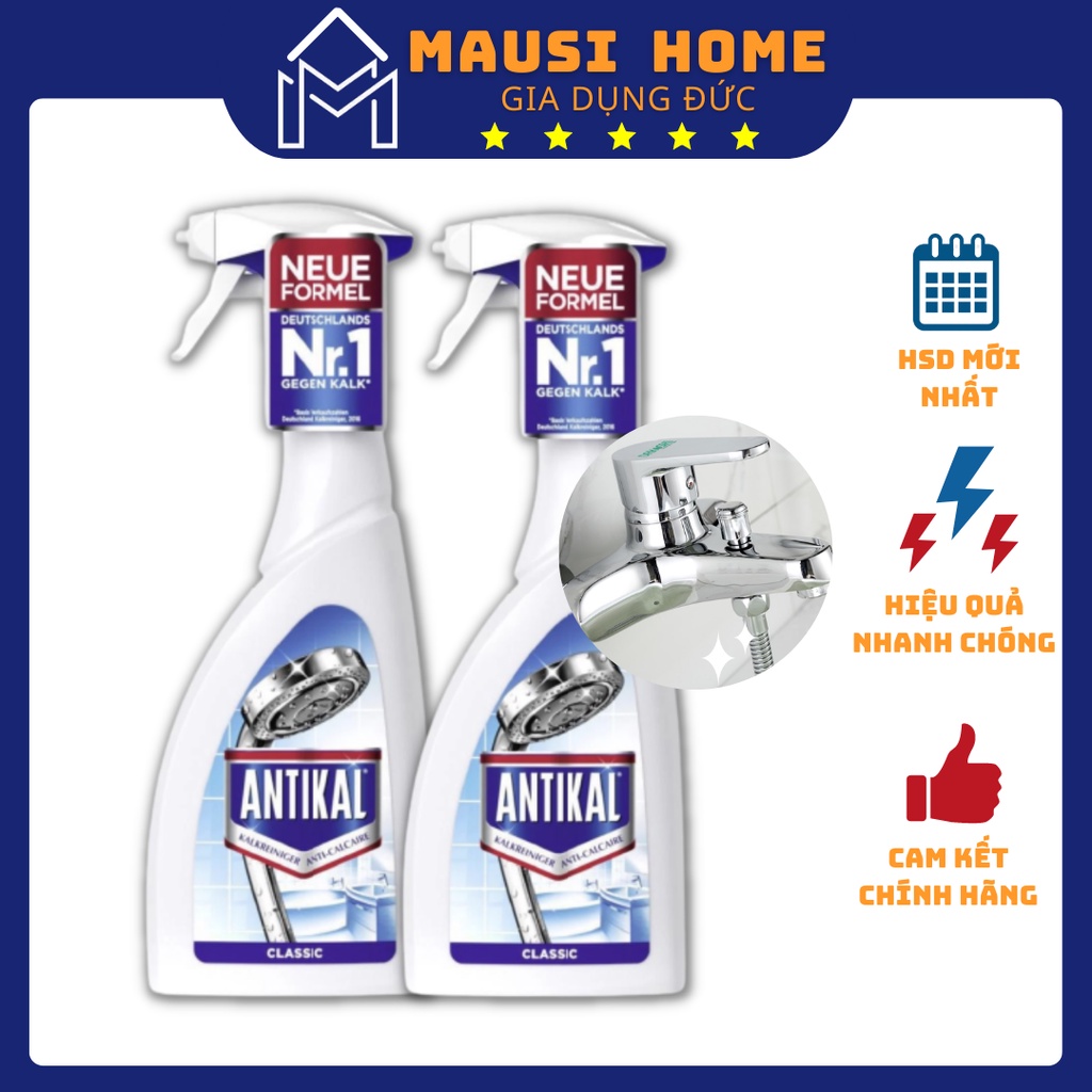 Chai xịt vệ sinh và chống ăn mòn inox Antikal tẩy cặn canxi vòi rửa, vòi sen - MAUSIHOME