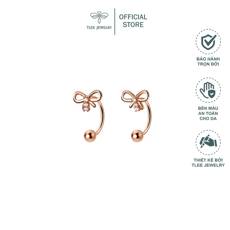 Khuyên tai bạc nữ TLEE nơ dáng cong chốt vặn nữ tính TleeJewelry B0103
