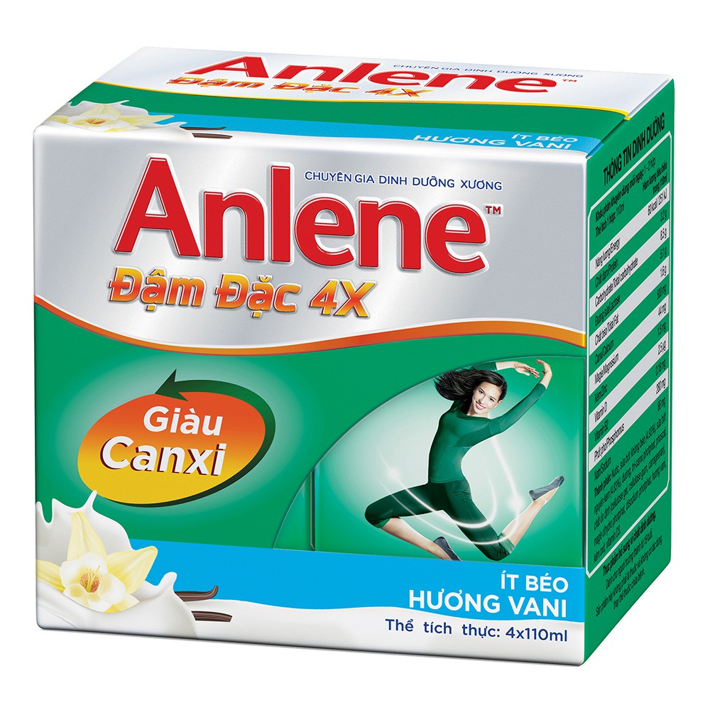 Sữa Nước Anlene Đậm Đặc 4X Hộp 110ml (Lốc 4 Hộp *110ml)