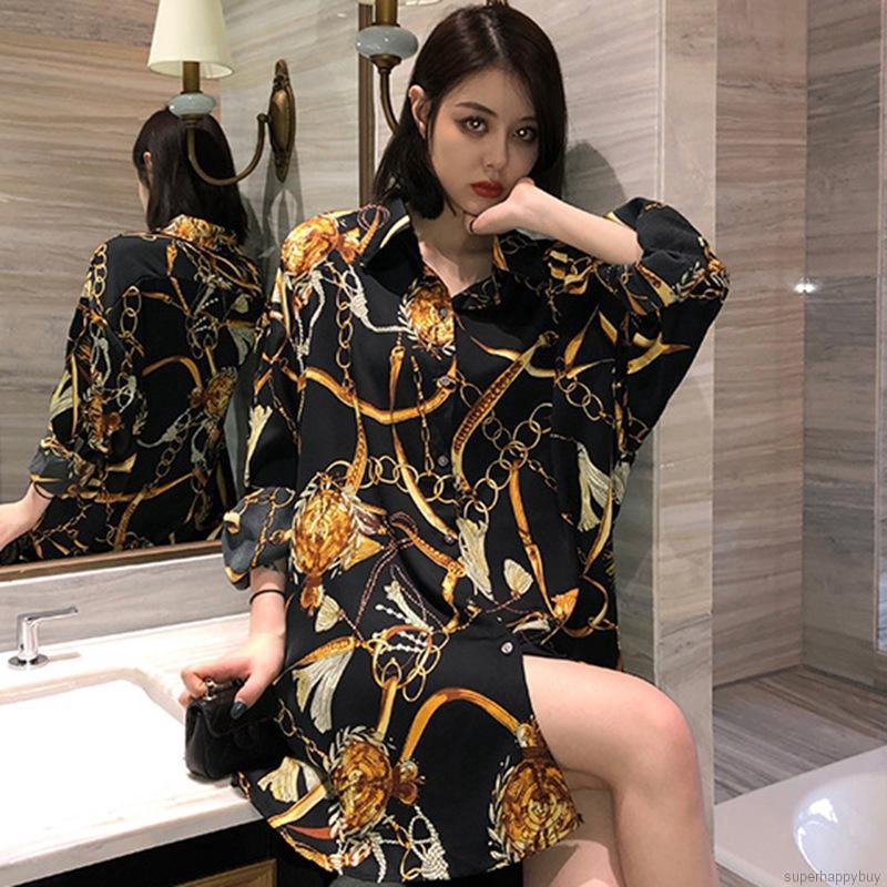 Áo sơ mi dáng rộng tay dài phong cách cổ điển thanh lịch cho nữ