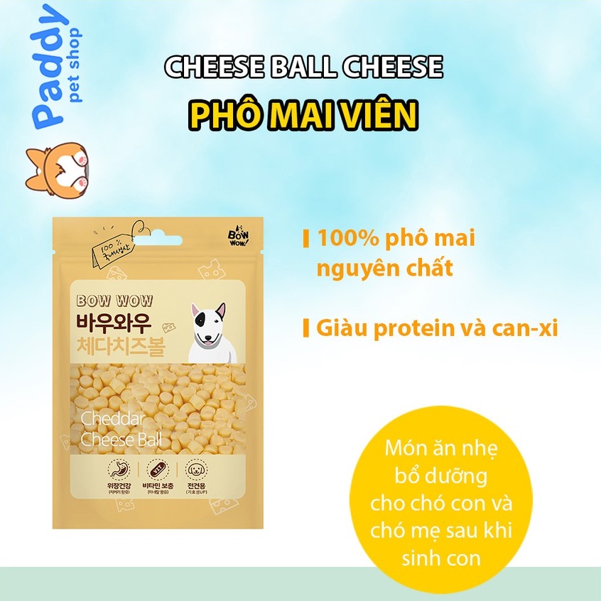 [Mã 159FMCGSALE giảm 8% đơn 500K] Phô Mai Viên Cho Chó Bowwow Cheese Ball (100g)