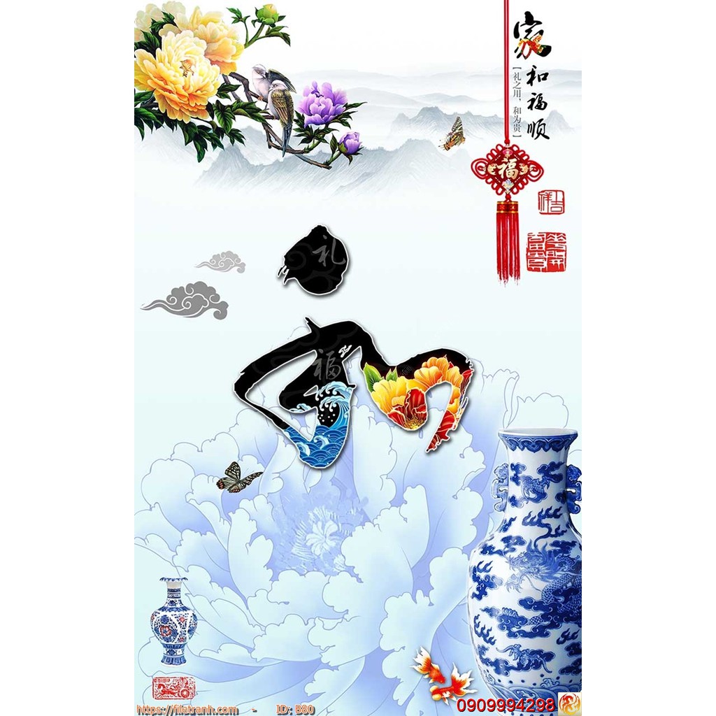 TRANH DÁN TƯỜNG 3D BÌNH HOA, LO HOA NHIỀU MẪU