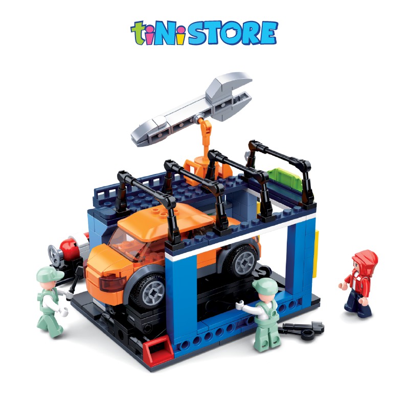 Đồ chơi lắp ráp sáng tạo lego cửa hàng bảo trì ô tô TINITOY 340 mảnh ghép YY741988