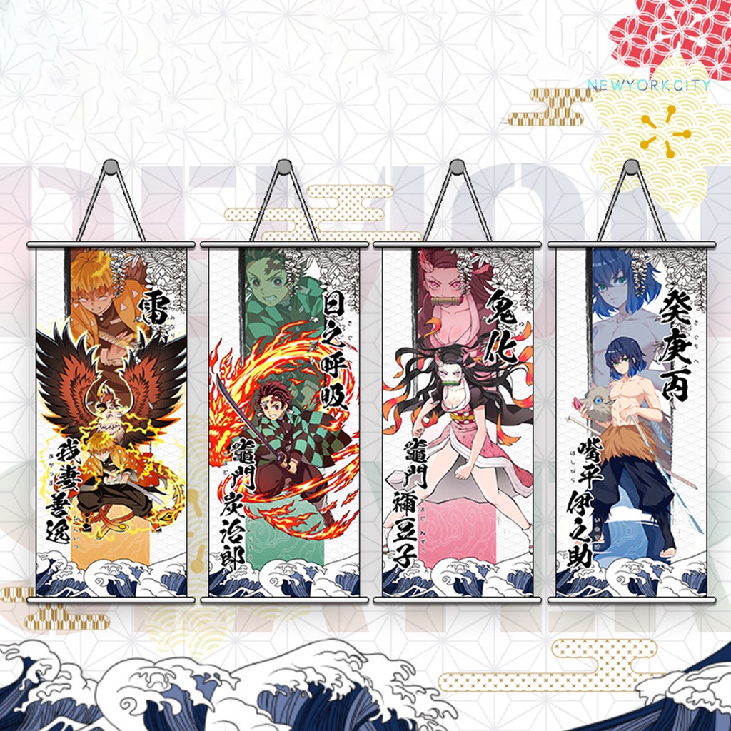 Tranh Cuộn Treo Tường Trang Trí Hình Demon Slayer