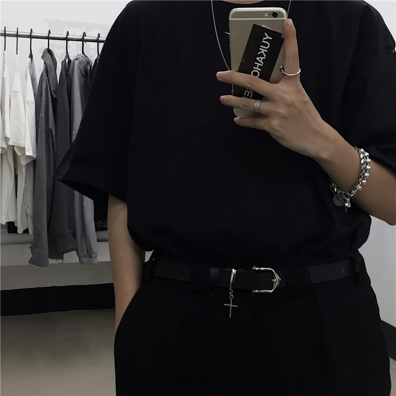 Thắt Lưng Da Mặt Hình Chữ Thập Phong Cách Vintage Dành Cho Nam Và Nữ