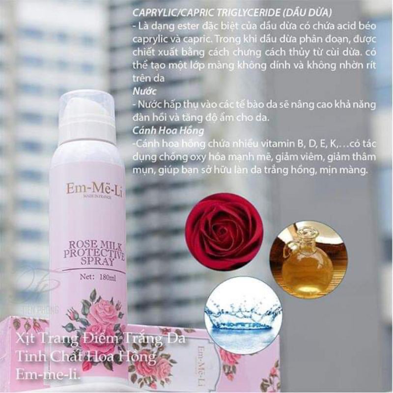 Xịt khoáng trang điểm dưỡng trắng hoa hồng Em-me-li | BigBuy360 - bigbuy360.vn