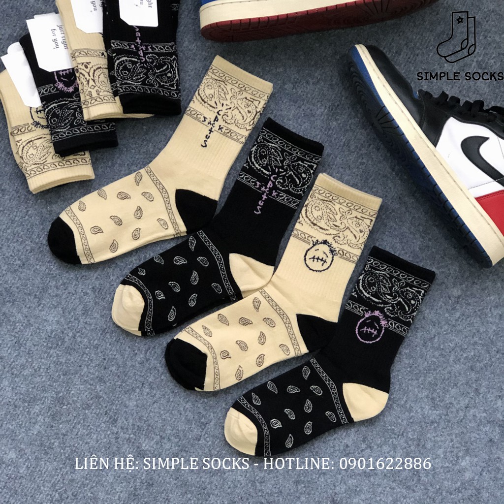 Vớ Cổ Cao Travis Scott 💖FREE SHIP💖 Tất Nam Nữ Unisex Họa Tiết Bandana Bốn Màu