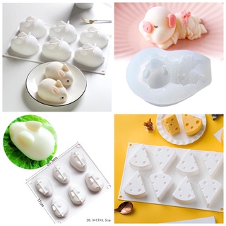Khuôn silicon 3D hình thỏ, hình heo, hình phô mai thương làm bánh, làm thạch, pudding