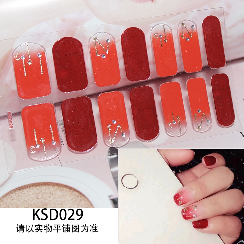 (Hàng Mới Về) Set 14 Miếng Dán Móng Tay Giả 3d Thời Trang Ksd029-048