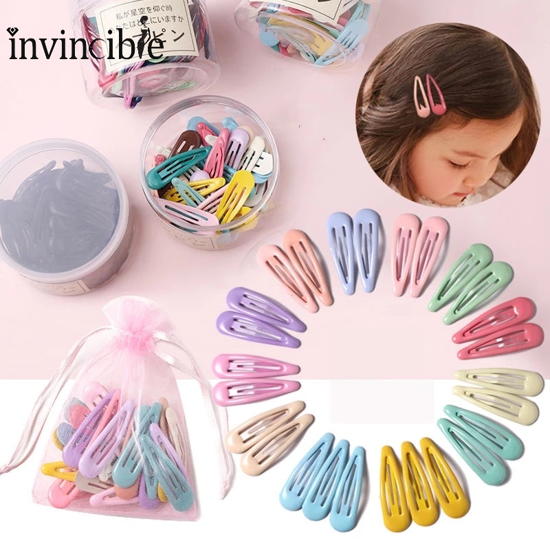 Kẹp Tóc Kim Loại Hình Giọt Nước Nhiều Màu Sắc Dễ Thương