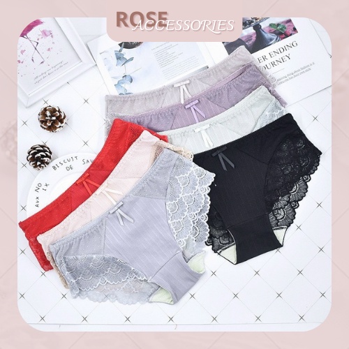 Quần lót nữ cao cấp cotton viền ren sexy màu thoáng mát thời trang Rose Accessories QL06