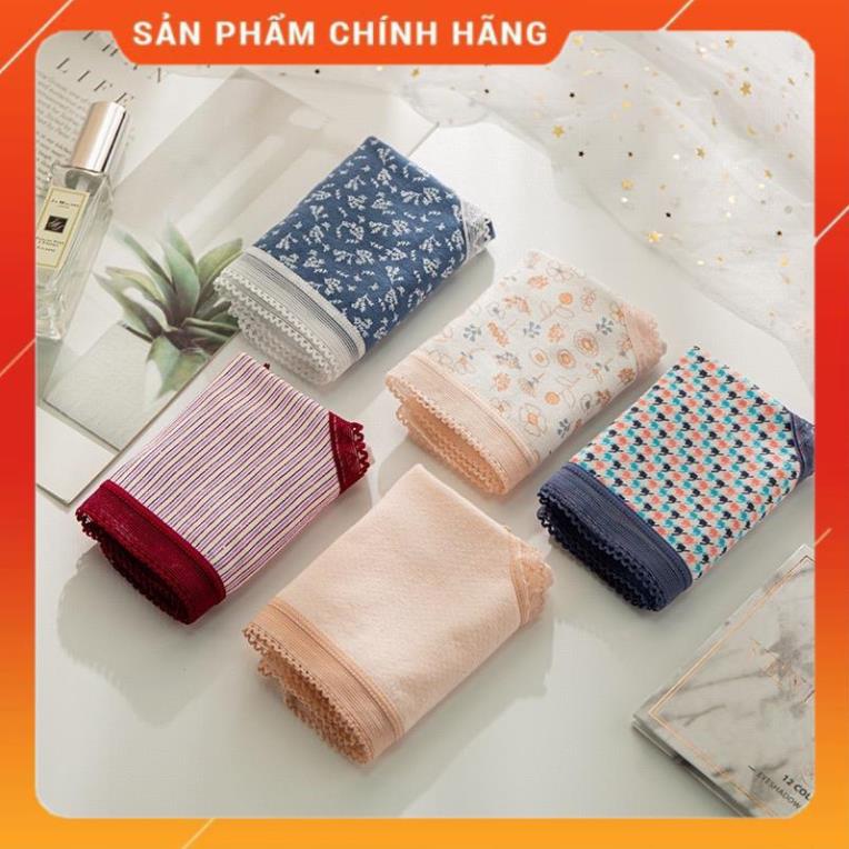 Quần Lót Nữ ❤️ Quần lót Nữ Cotton Cao Cấp Mềm Mịn Viền Ren Phối Họa Tiết Nổi Bật  0742