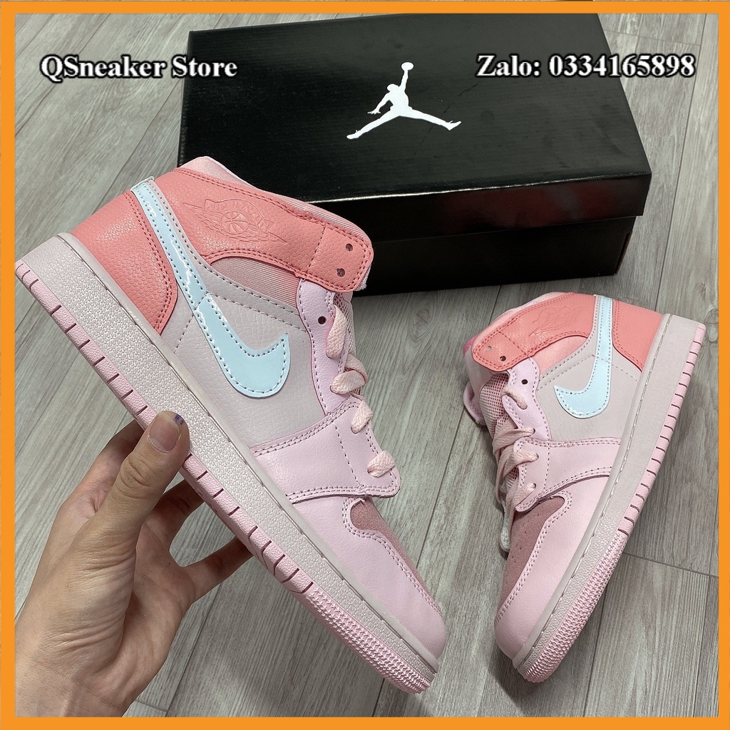 Giày Sneaker Jordan 1 Cổ Cao High Hồng Phấn Digital Pink Nữ Tính Kèm Box Bảo Vệ