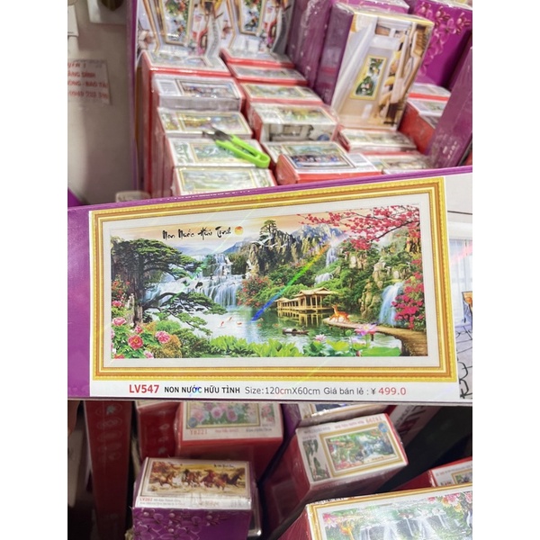Tranh Đính Đá-Tranh Thêu Phong Cảnh Non Nước Hữu Tình Y8300,Lv548,Lv547,Lv3411,Lv3412