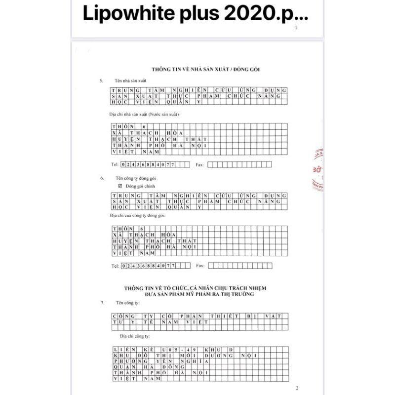 Serum Dưỡng Da Lipo White Plus - Học viện Quân Y