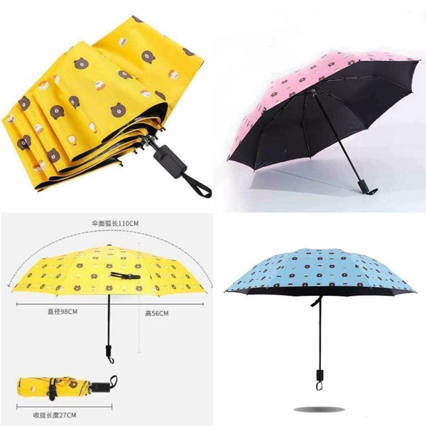 Ô dù gấp gọn hình gấu chống tia uv và chống thấm nước cho mùa mưa