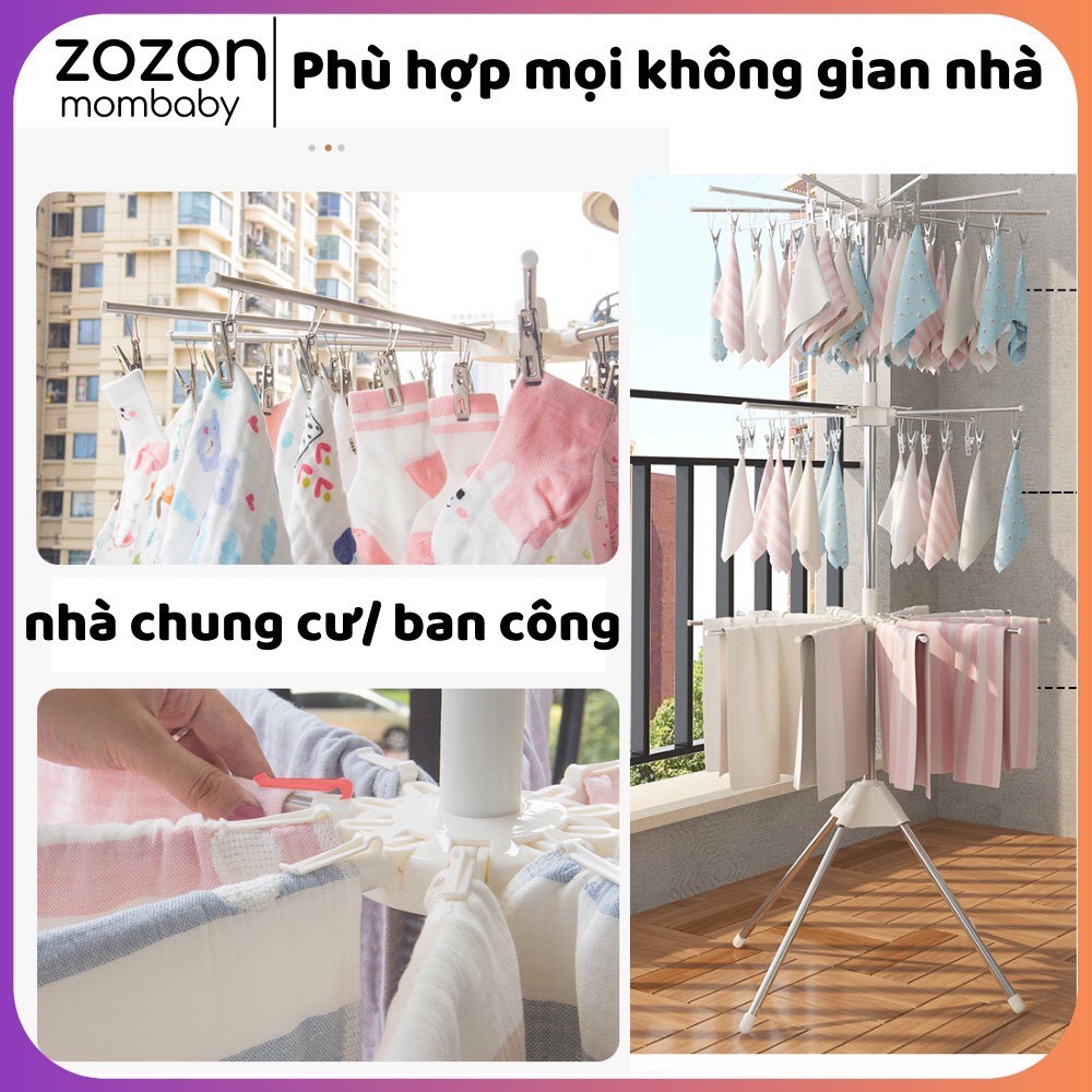 FREE SHIP !!! Cây phơi, cây sào phơi đồ inox 3 tầng treo đồ cho trẻ em, bé sơ sinh đa năng BABYCARE