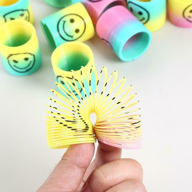 Bộ 6 lò xo màu cầu vồng mặt cười đồ chơi vui nhộn