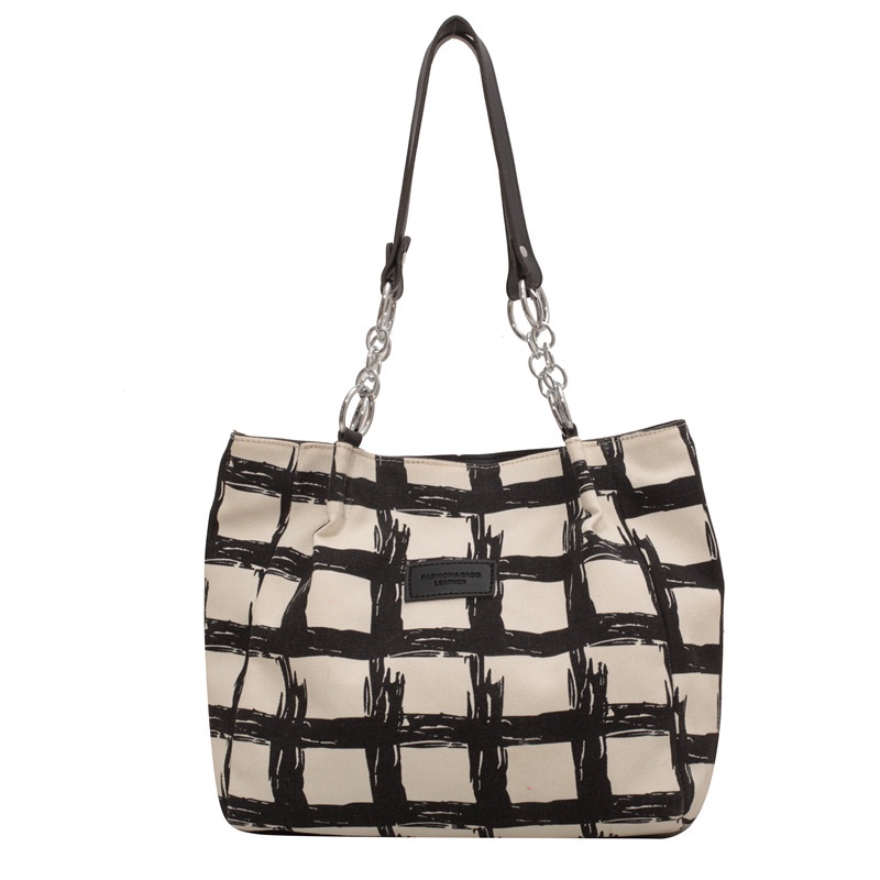 Túi Đeo Vai/Kẹp Nách Cỡ Lớn Họa Tiết Kẻ Sọc Màu Tương Phản Thời Trang Cho Nữ