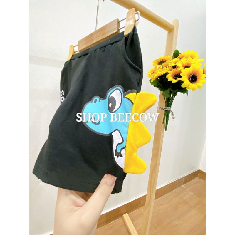 QUẦN SHORT NGẮN KHỦNG LONG XANH IN TO CHO BÉ YÊU 8-18KG | VIDEO THẬT| SHOP BEECOW