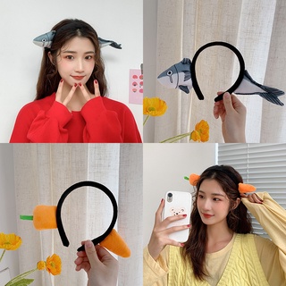 Băng Đô Cài Tóc Rửa Mặt Chống Trượt Hình Cà Rốt/Cá Mập Dễ Thương Vui Nhộn Phong Cách Hàn Quốc Cho Nữ