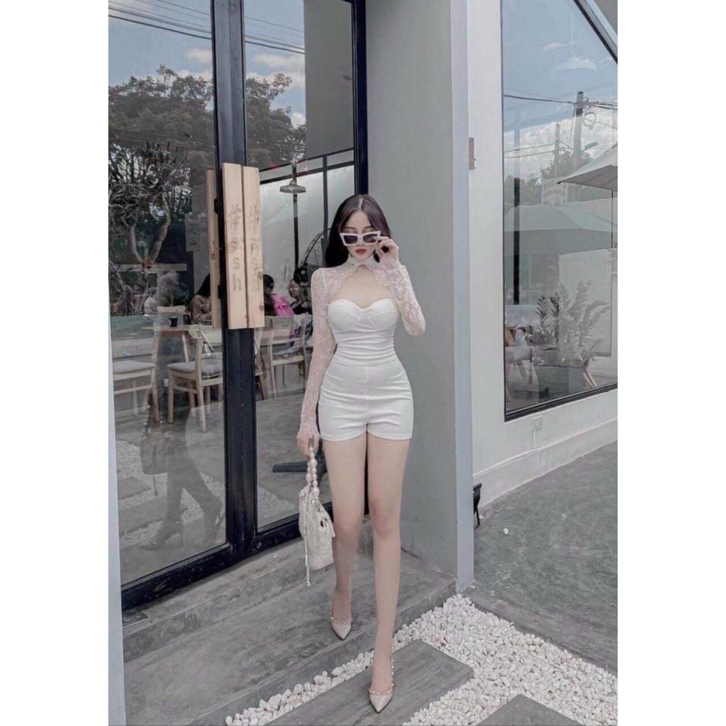 Jum Quần Ôm Body Tay Dài Phối Ren