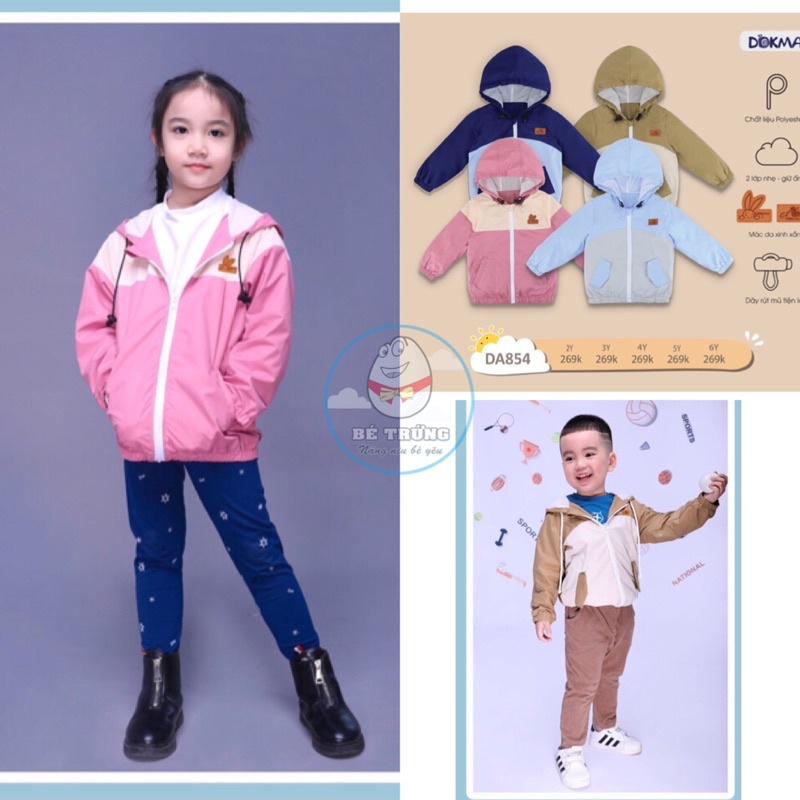 DA854 Áo khoác gió Dokma kids 2 lớp mỏng (2-6T)