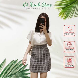 Chân váy kẻ caro chữ A dễ phối đồ hàng Cao Cấp Quảng Châu  nhập khẩu Cỏ Xanh CV5