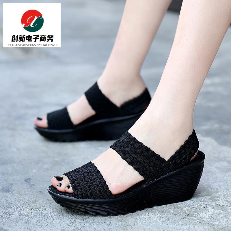 Plus Giày Sandal Đế Xuồng Thoáng Khí Phong Cách Hàn Quốc Thời Trang Mùa Hè Cho Nữ Skechers3839