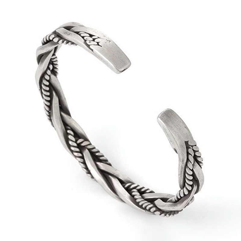 Vòng Tay Dây Bện Màu Bạc Phong Cách Thái JP5 Cho Nam