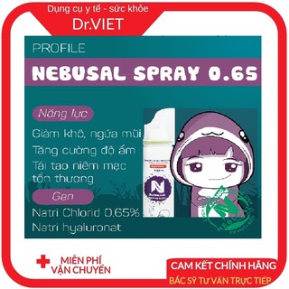 NEBUSAL SPRAY 0,65% - DUNG DỊCH NƯỚC MUỐI BIỂN XỊT MŨI LÀM SẠCH, GIẢM NGHẸT, GIẢM SƯNG, GIỮ ẨM MŨI NGƯỜI LỚN VÀ TRẺ EM