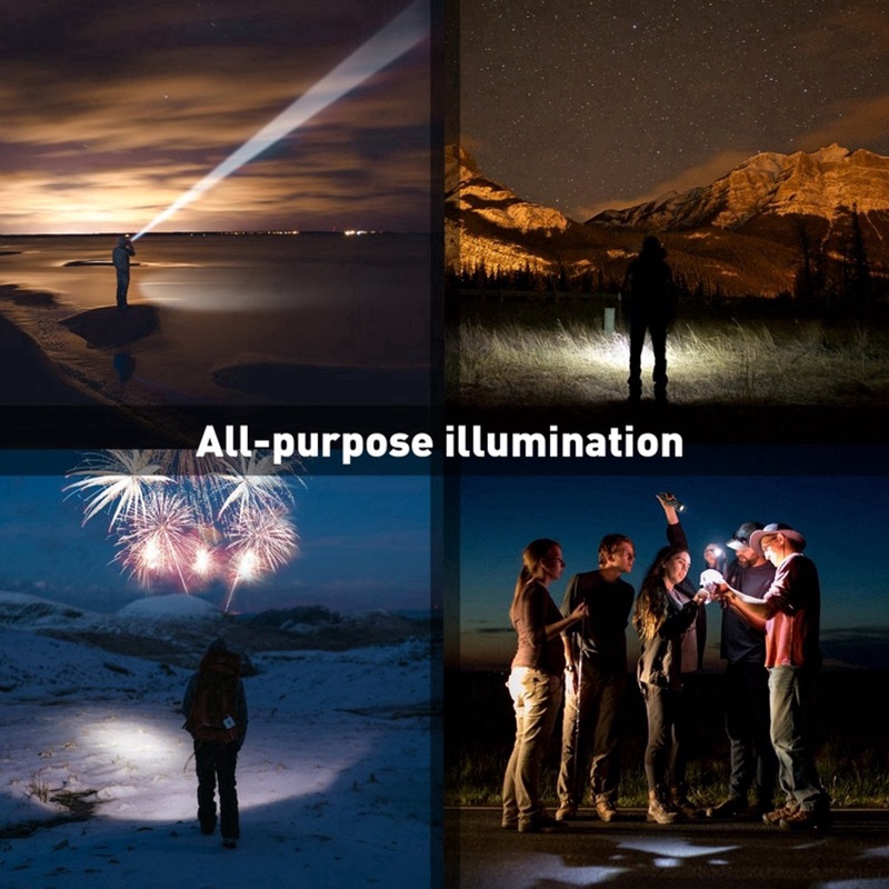 Đèn pin 6000LM siêu sáng xhp50.2 Có thể sạc lại USB Có thể thu phóng bằng pin 18650