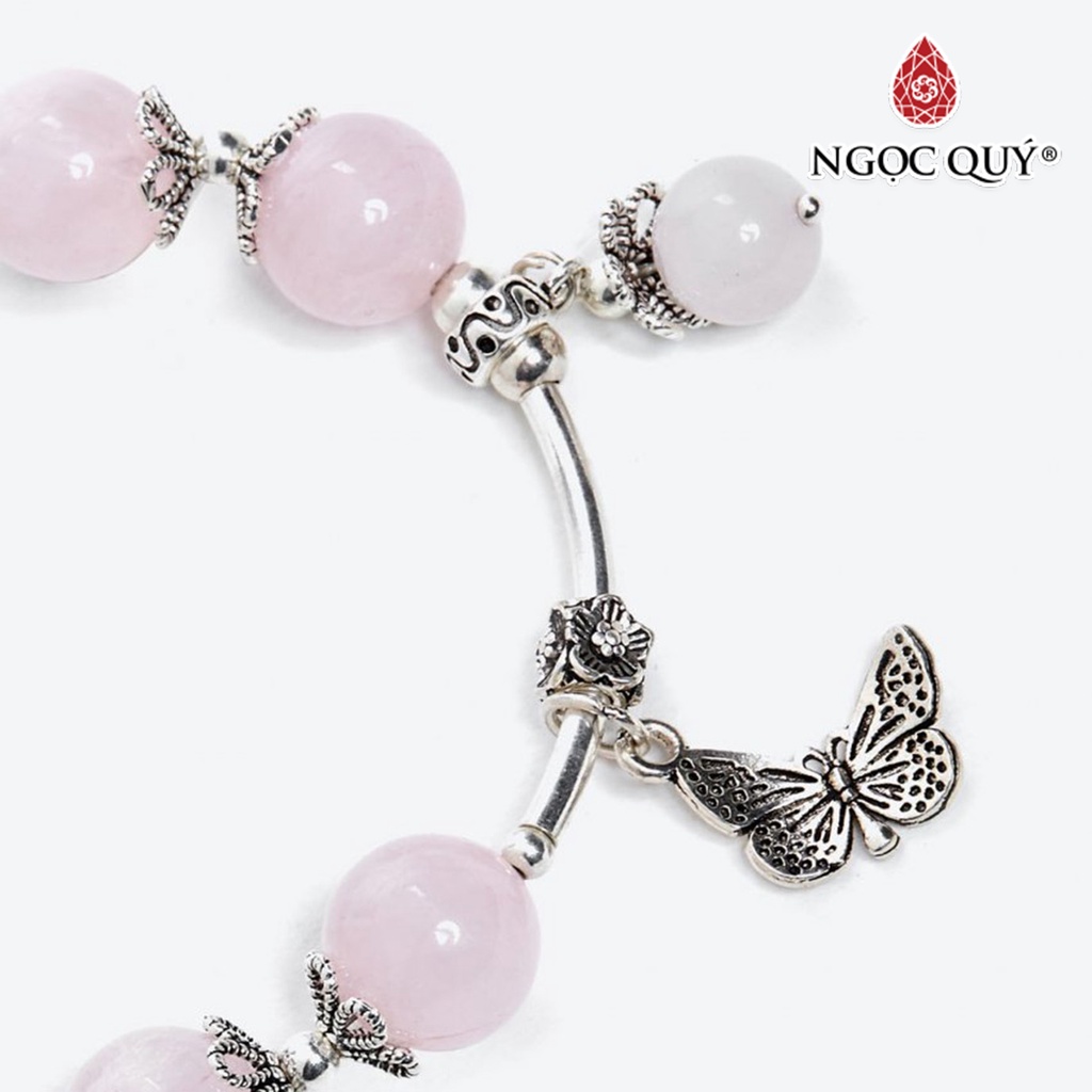 Vòng tay TA hồng phối charm bướm bạc - Ngọc Quý