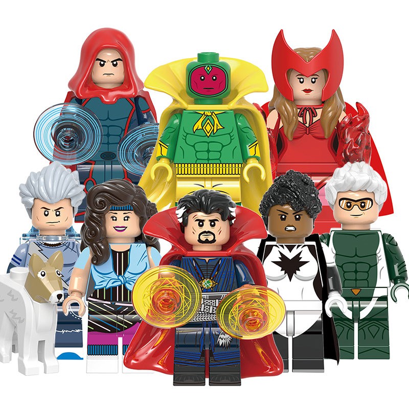 Mô hình đồ chơi lego hình siêu anh hùng Wanda Marvel Avengers Doctor Stange với áo choàng đỏ tráng gương bóng X0306