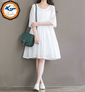 ĐẦM BABYDOLL TRẮNG HẠT (KÈM VÁY 2 DÂY)