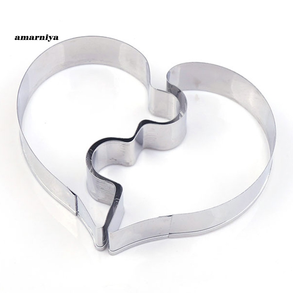 Set 2 Khuôn Cắt Bánh Hình Mảnh Ghép Trái Tim Bằng Thép Không Gỉ Tiện Dụng