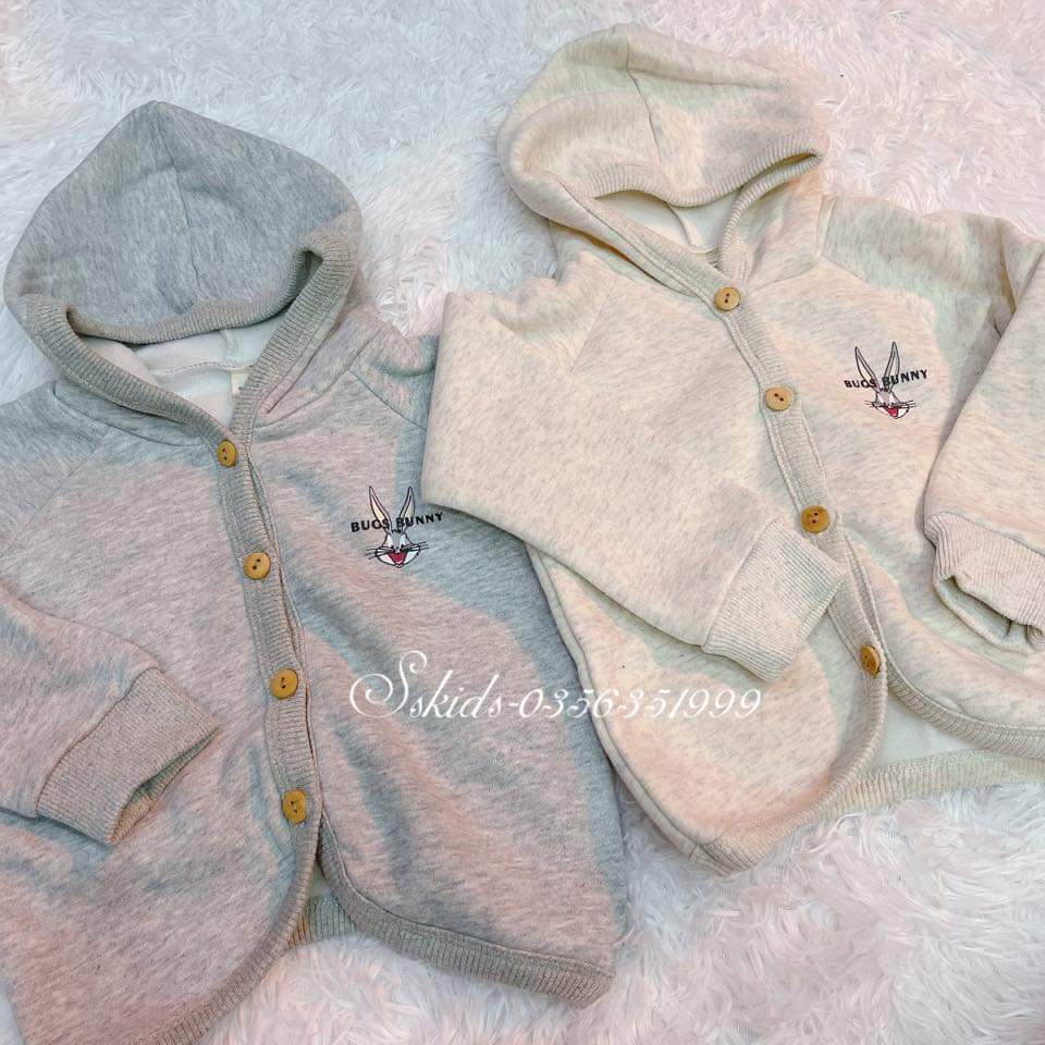 Áo Khoác Len Lót Lông có mũ Thỏ Bunny cho bé