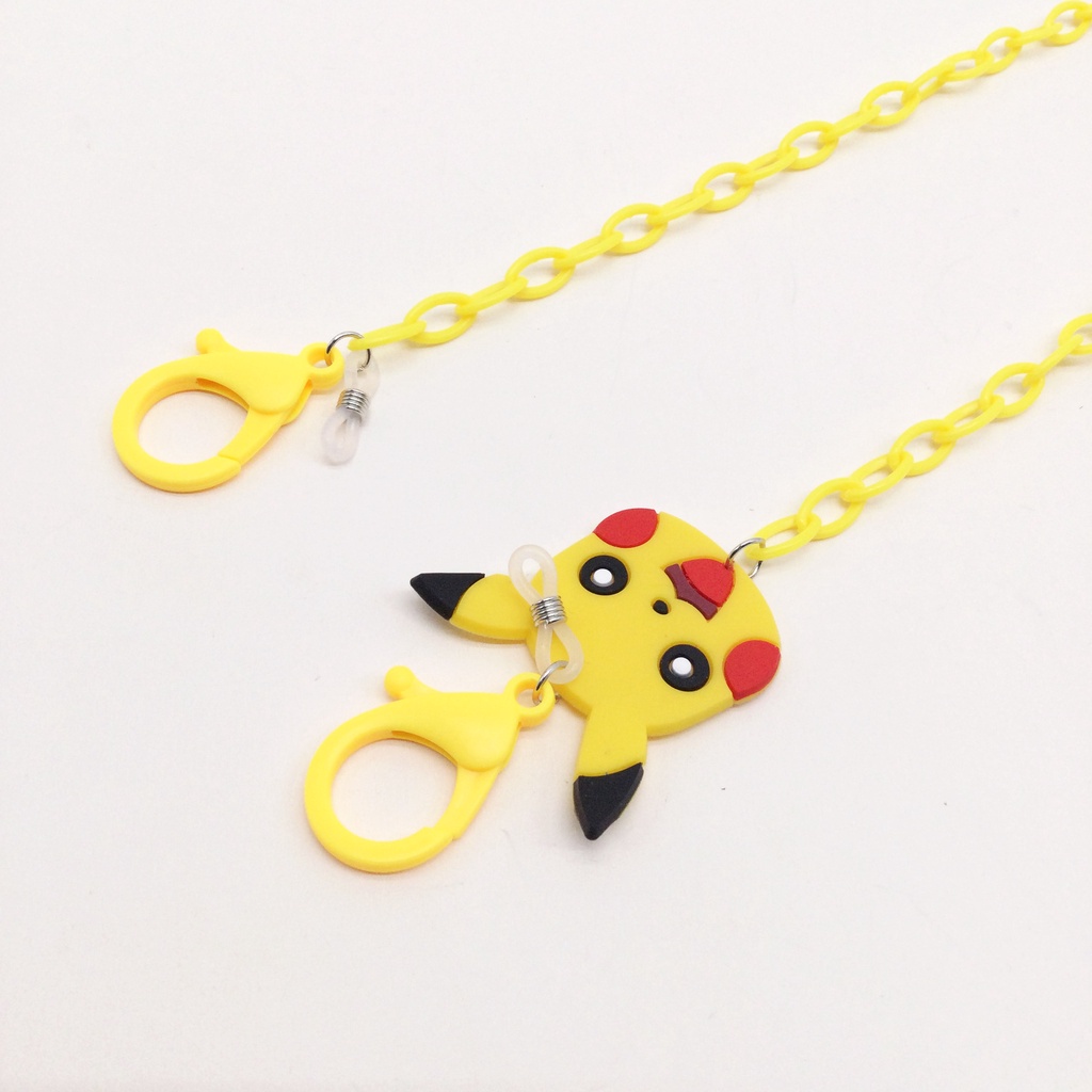 Dây Đeo Kính Chống Rơi / Thất Lạc / Rơi Vỡ Hình Pikachu Gắn Mặt Nạ Phối Dây Xích Thời Trang