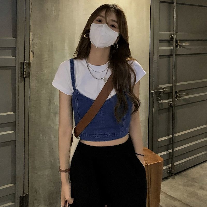 Áo yếm 2 dây bò jean kiểu dáng cơ bản Sherry Cabinet