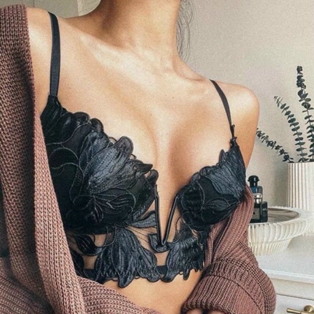 Ao Bra gọng họa tiết hoa thêu Nổi - Áo Ngực Corset Thiết Kế Hiện Đại Có Gọng Khoét Ngực chữ U MÃ VA731