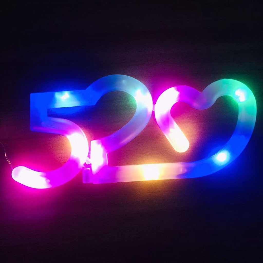 Đèn Led Neon 520 Chữ Số LOVE Trang Trí Bánh Kem Sinh Nhật