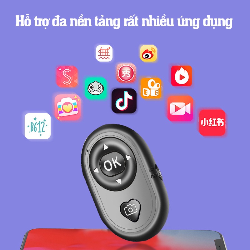 Remote Bluetooth - Điều Khiển Từ Xa Thông Minh Chụp Ảnh Selfie Tự Sướng, Lướt Tiktok, Mạng Xã Hội, Lật Trang Sách