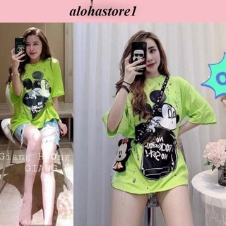 Áo thun nữ, áo thun nữ from rộng chất cotton mềm mịn icon dễ thương freesize <54kg alohastore1