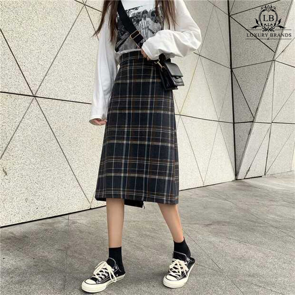 [CÓ SẴN - GIẢM 8%] CHÂN VÁY CHỮ A DÁNG DÀI NGẮN KẺ SỌC NỮ SINH TIỂU THƯ | BigBuy360 - bigbuy360.vn