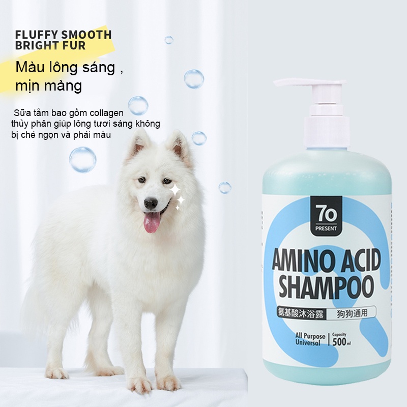 Sữa tắm cho chó mèo Hipipet AMINO ACID SHAMPOO sạch sâu da nuôi dưỡng tế bào lông sáng lông mềm mịn - 500ml